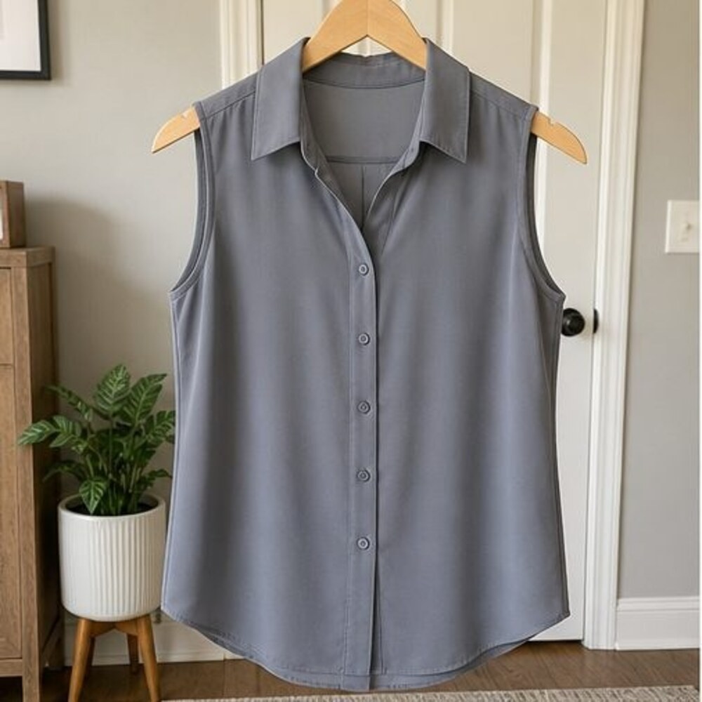 Gray V Neck Top